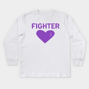 Eating Disorder Warrior Gift Purple Ribbon Gift Lupus Fibromyalgia Anorexia Alzheimers Kids Long Sleeve T-Shirt